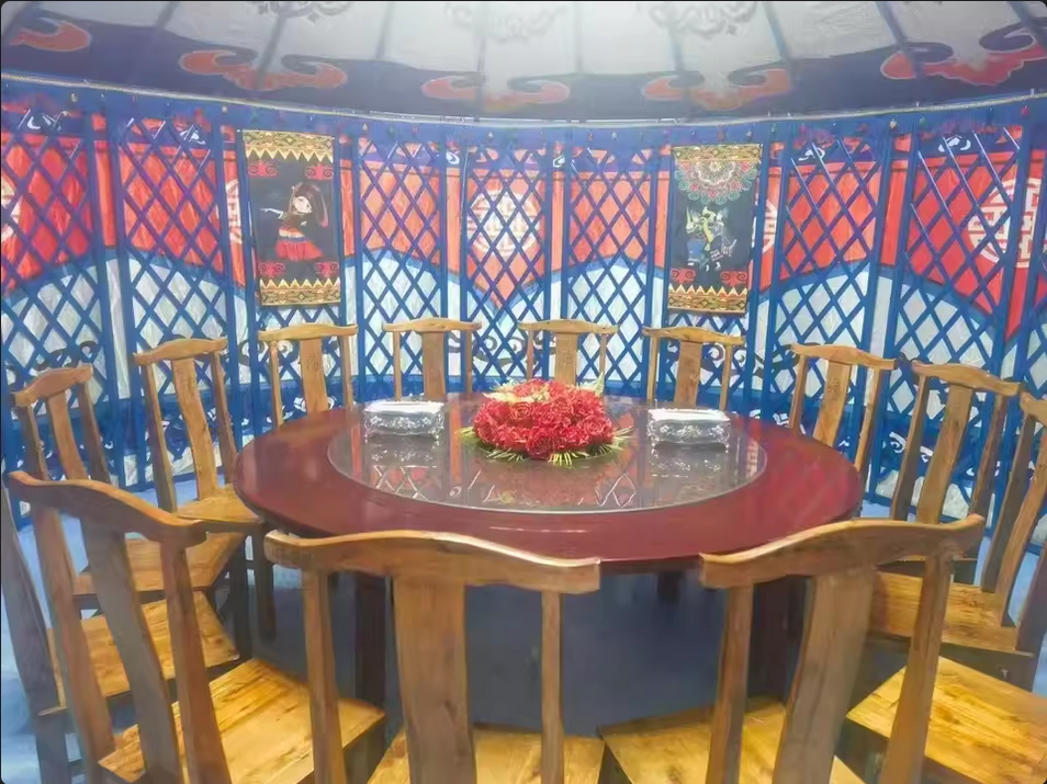 河南餐饮蒙古包厂家 蒙古特色餐桌 蒙古彩绘餐桌